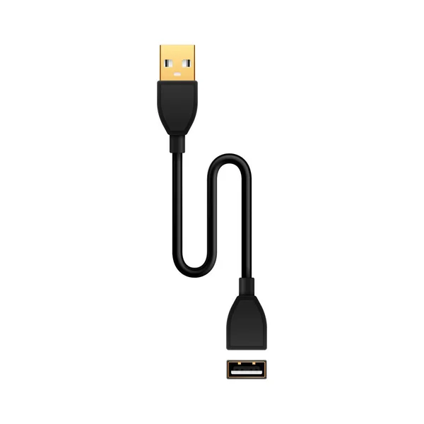 Composición del cable de extensión USB — Vector de stock