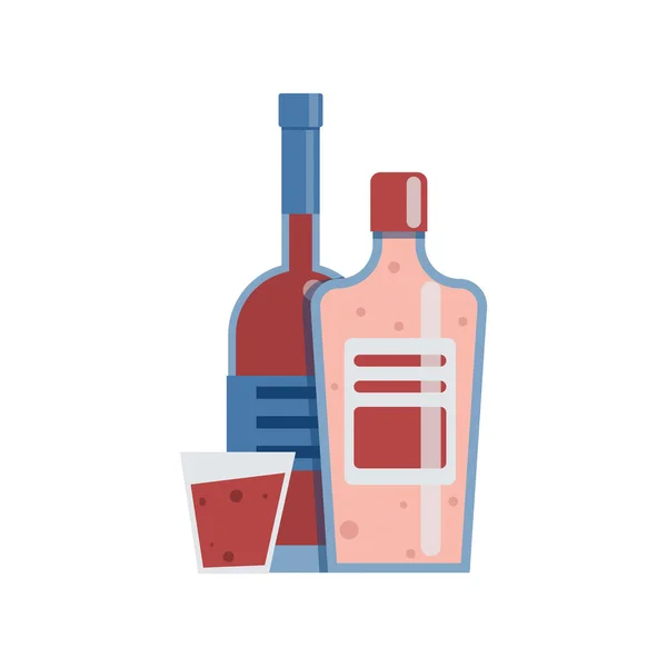 Adicción al alcohol Composición plana — Vector de stock