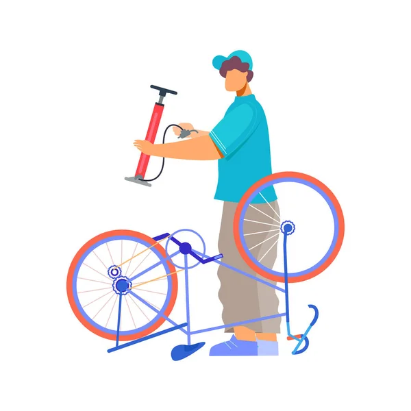 Réparation de vélos Homme Composition — Image vectorielle