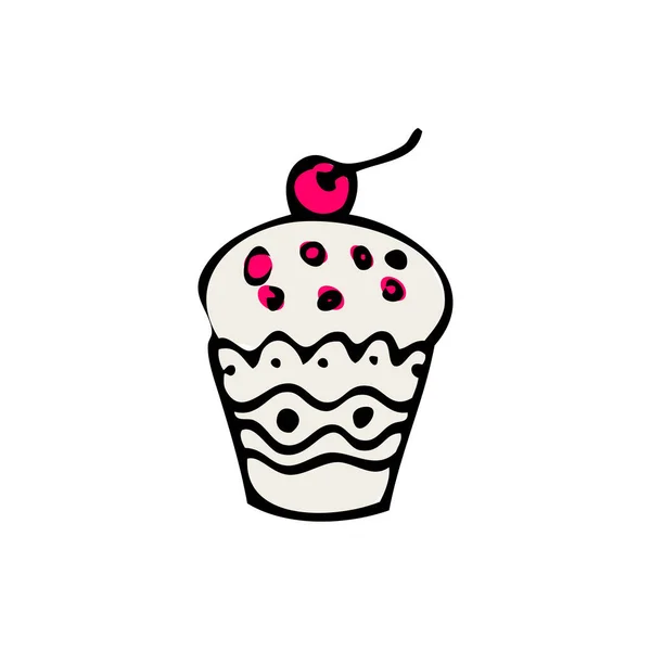 Cupcake Doodle Icône — Image vectorielle