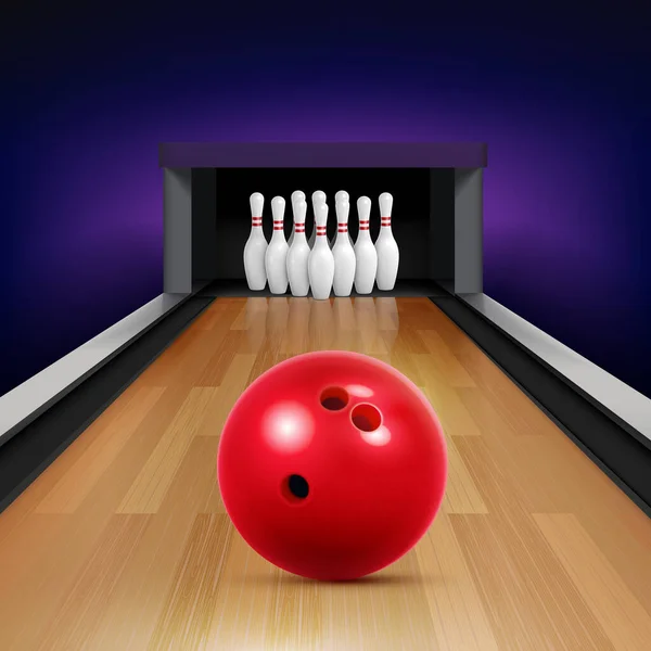 Realistische Komposition der Bowlingbahn — Stockvektor