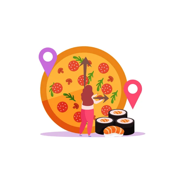Pizza Sushi Delivery Composition — Stock Vector