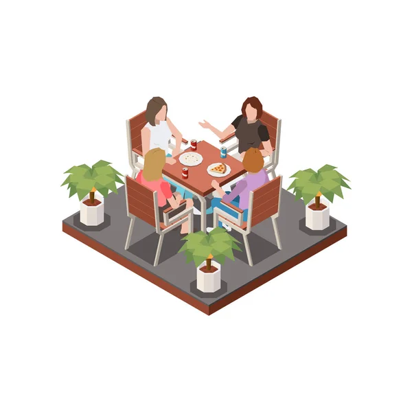 Friends Meet Cafe Composition — Stock Vector