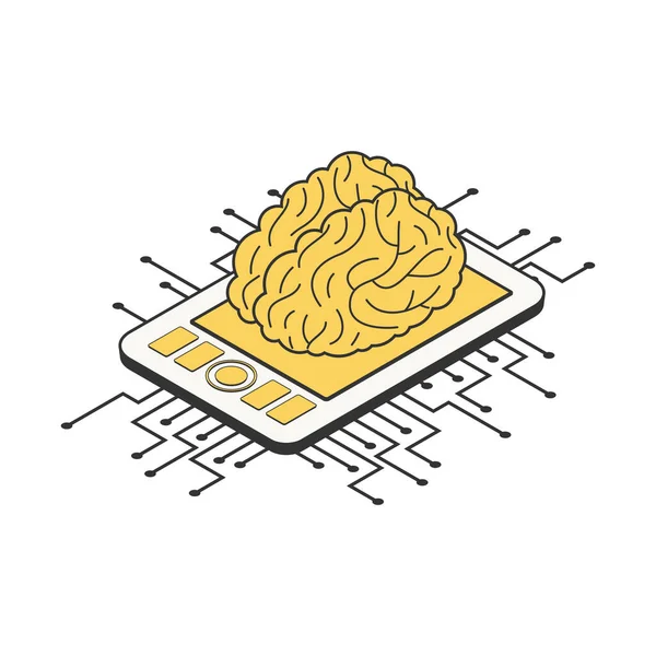 Brain On Tablet Composition — Stock Vector