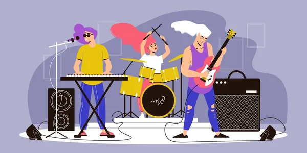 Rock Band Performance Composition — Stock Vector