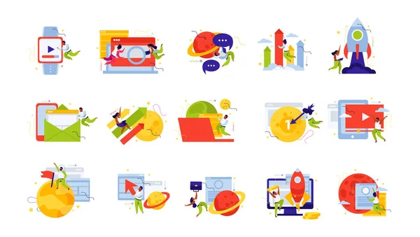 Start-up Flat Icons Collection — Stockvektor