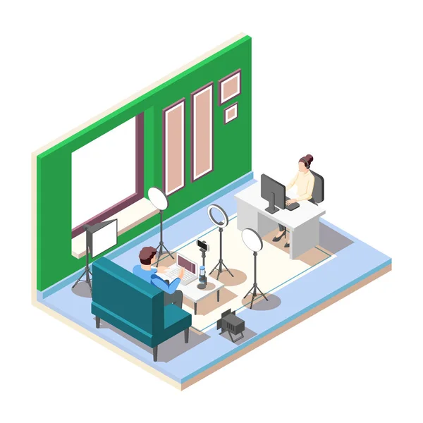 Vlogger Composición isométrica — Archivo Imágenes Vectoriales