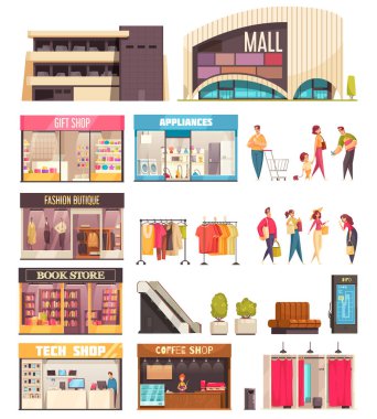 Shopping Mall Icon Set clipart
