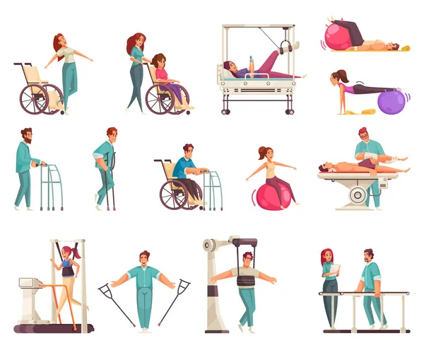 Medical Rehabilitation Icon Set — Stock Vector