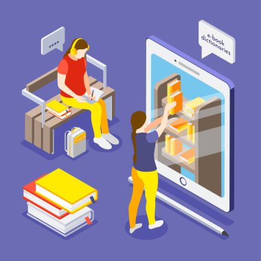 Dil Kursları Isometric Arkaplan