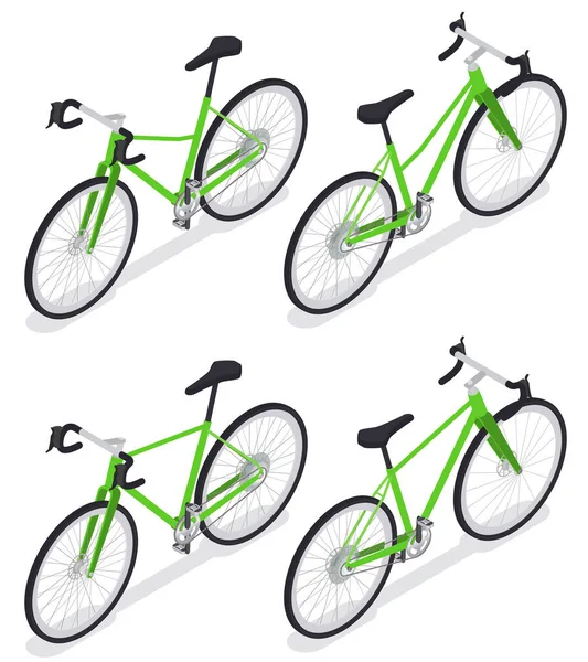 Изометрический набор дорожных велосипедов — стоковый вектор