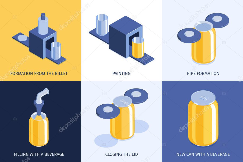 Cans Recycling Isometric Concept
