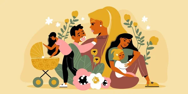 Σύνθεση Doodle Ημέρα της Μητέρας — Διανυσματικό Αρχείο