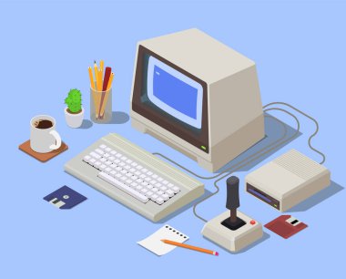 Retro Aygıtlar Isometric Arkaplan