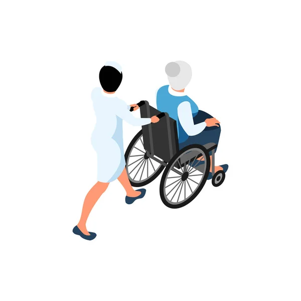 Composition du tour en fauteuil roulant en soins infirmiers — Image vectorielle