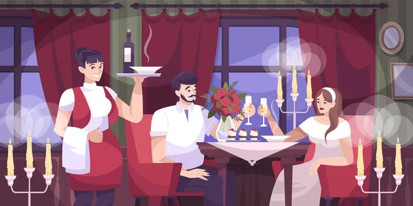 Couple romantique Café Composition plate — Image vectorielle