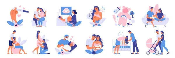 Collection d'icônes de maternité enceinte — Image vectorielle