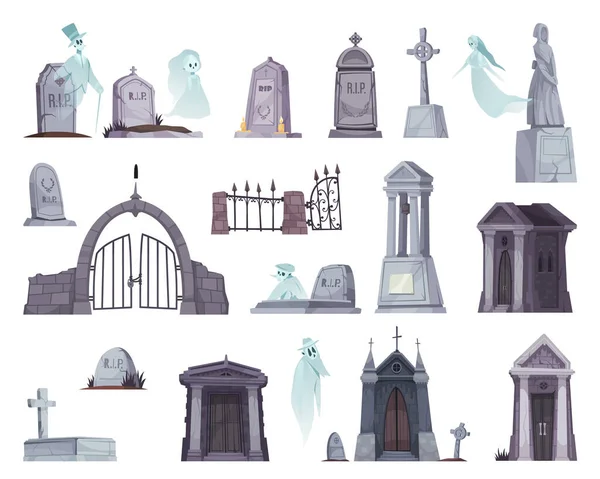 Cartoon Cemetery Set — Stockvector