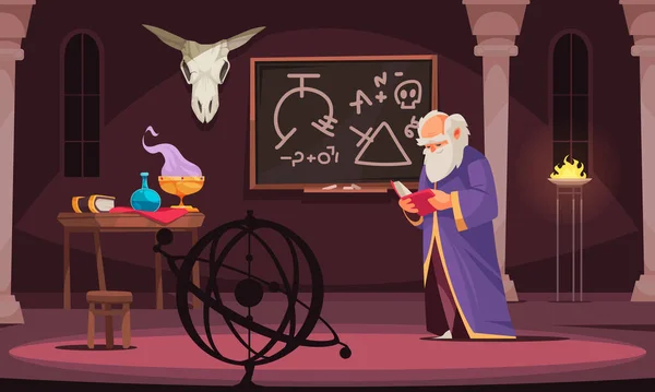 Illustration zur Alchemie-Karikatur — Stockvektor