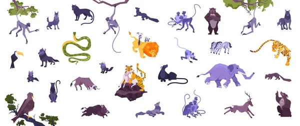 Animales Set de iconos planos — Archivo Imágenes Vectoriales
