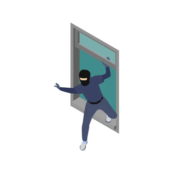 Pencere Hırsızlığı Isometric Kompozisyon — Stok Vektör