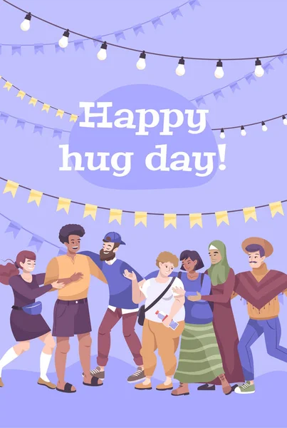Hug Day Card Flat Composition — Stock Vector