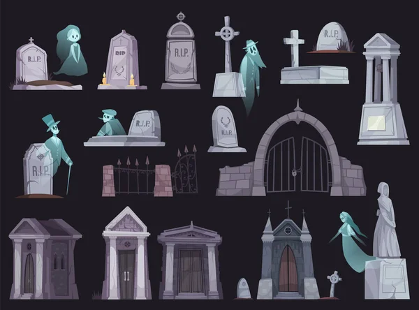 Friedhof Cartoon Set — Stockvektor