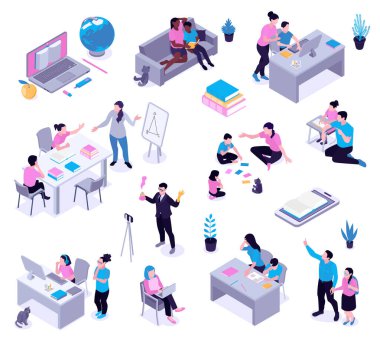 Evde eğitim Isometric Set