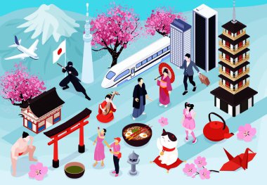 Isometric Japonya Yatay Bileşimi