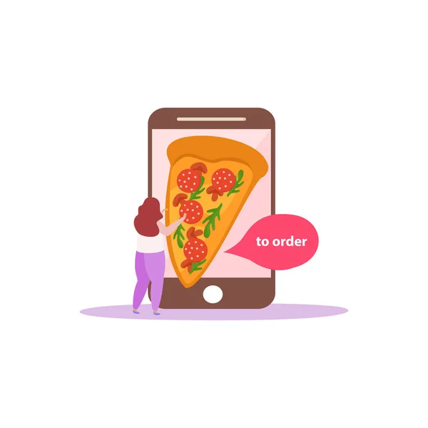 Pizza Akıllı Telefon Teslimat Kompozisyonu — Stok Vektör
