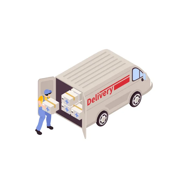 Caricamento Composizione del furgone umanitario — Vettoriale Stock