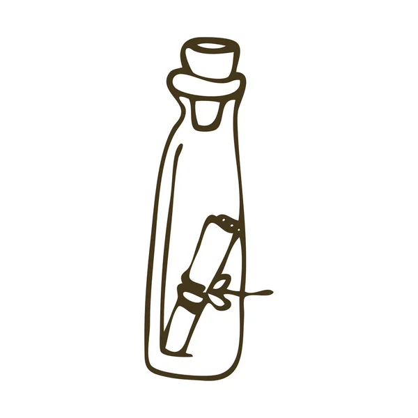 Бутылка для рисования каракулей с письмом — стоковый вектор