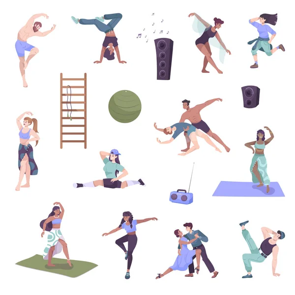 Dancers Doodle Icon Set — Wektor stockowy