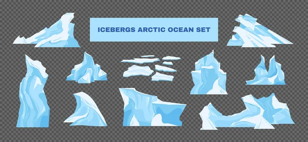 Icebergs Transparent Set — Stok Vektör