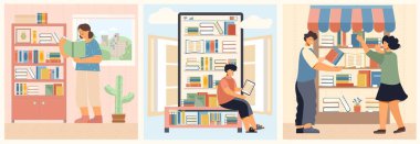 Üç Kitap Düz Simge Ayarları