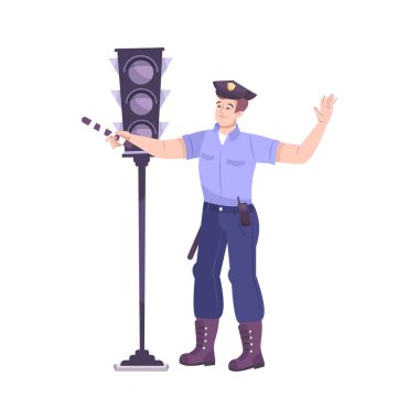 Trafik Polisi Düz Kompozisyonu