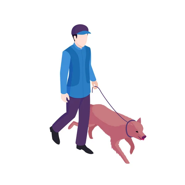 Man Walking Dog Composition — Wektor stockowy