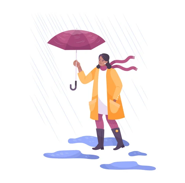 Şemsiye Kompozisyonu Olan Kız — Stok Vektör