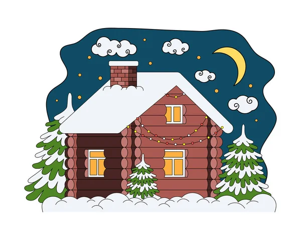Casa de invierno para colorear Composición — Vector de stock