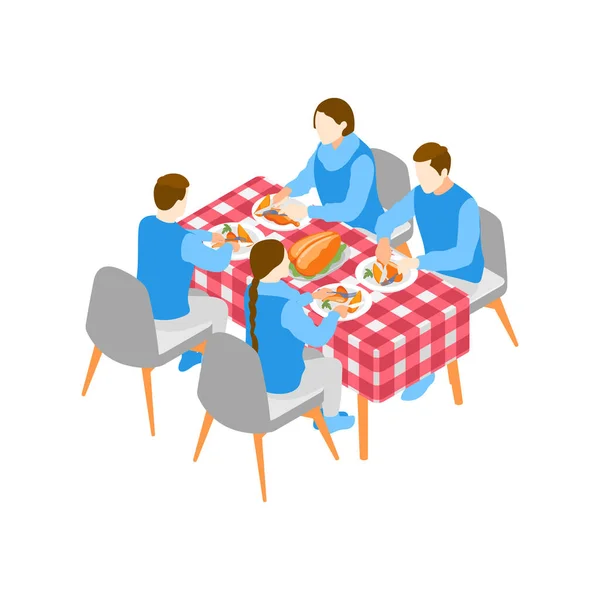 Composición de la cena familiar de Navidad — Vector de stock