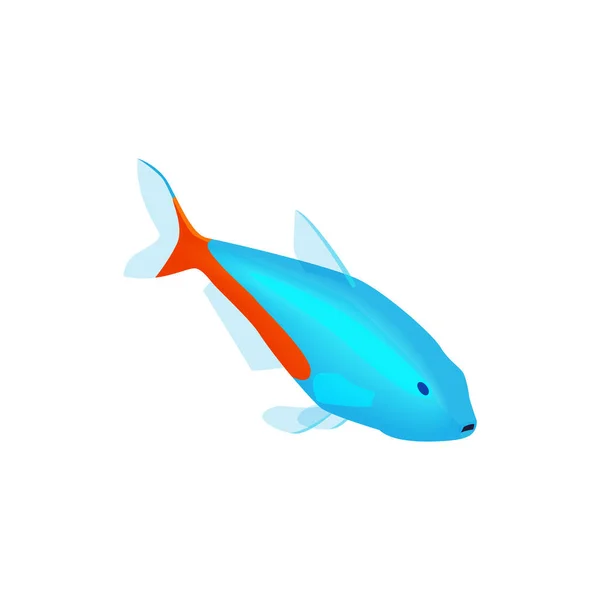 Neon Fish Isometric Composition — стоковый вектор