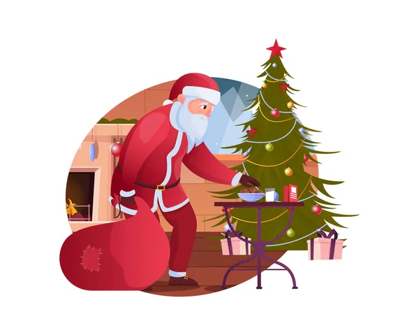 Noel Baba ve Ağaç Kompozisyonu — Stok Vektör