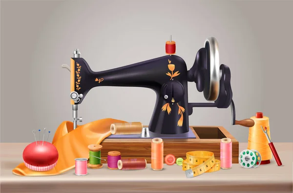 Sewing Machine Realistic Background — Wektor stockowy