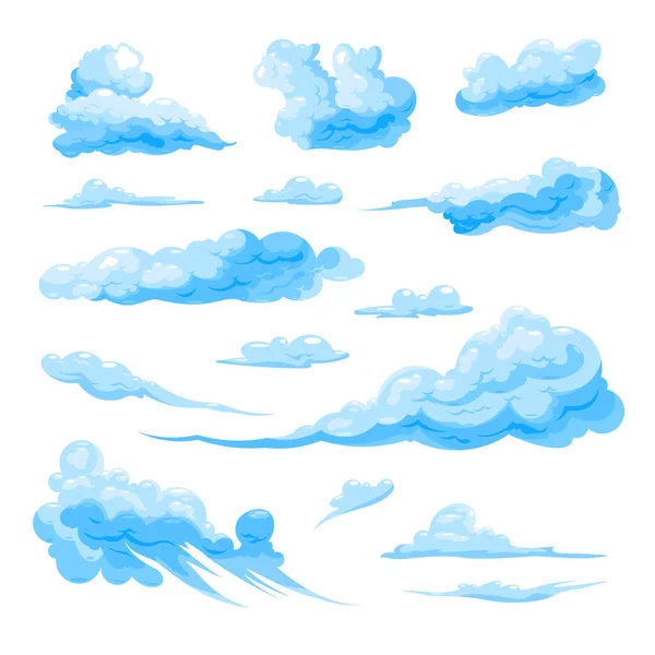 Sky Clouds Set On White Background — Stock Vector