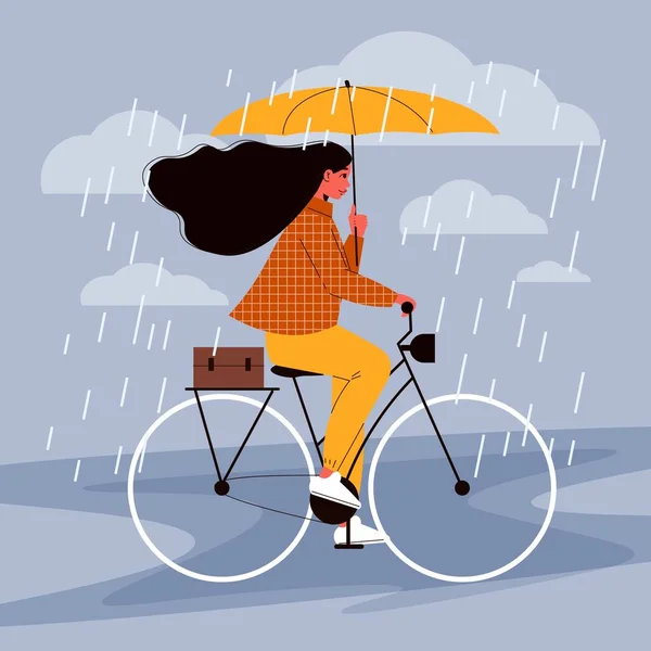 Bicycle Ride Rain Composition — стоковый вектор