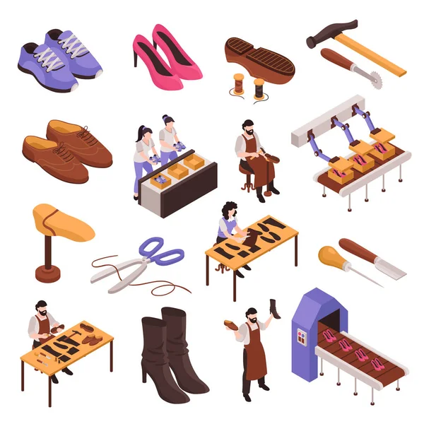 Ensemble de fabrication de réparation de chaussures — Image vectorielle