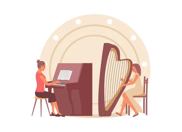 Piano Harp Duo Composición — Vector de stock