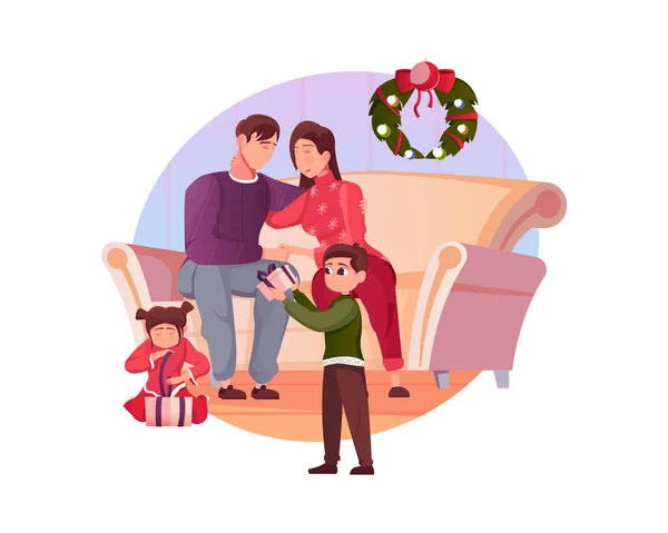 Семейная рождественская композиция — стоковый вектор
