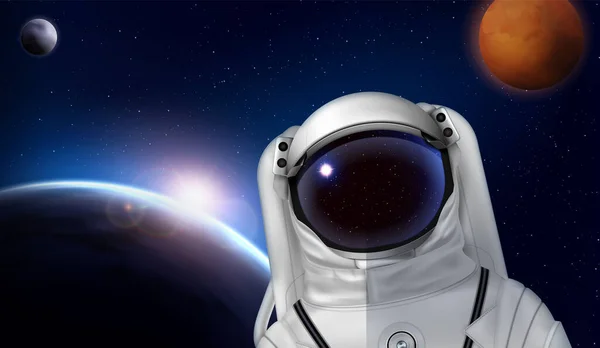 Planeta Astronauta Composición realista — Vector de stock