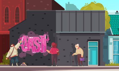 Graffiti Sanatçısı Karikatür Kompozisyonu